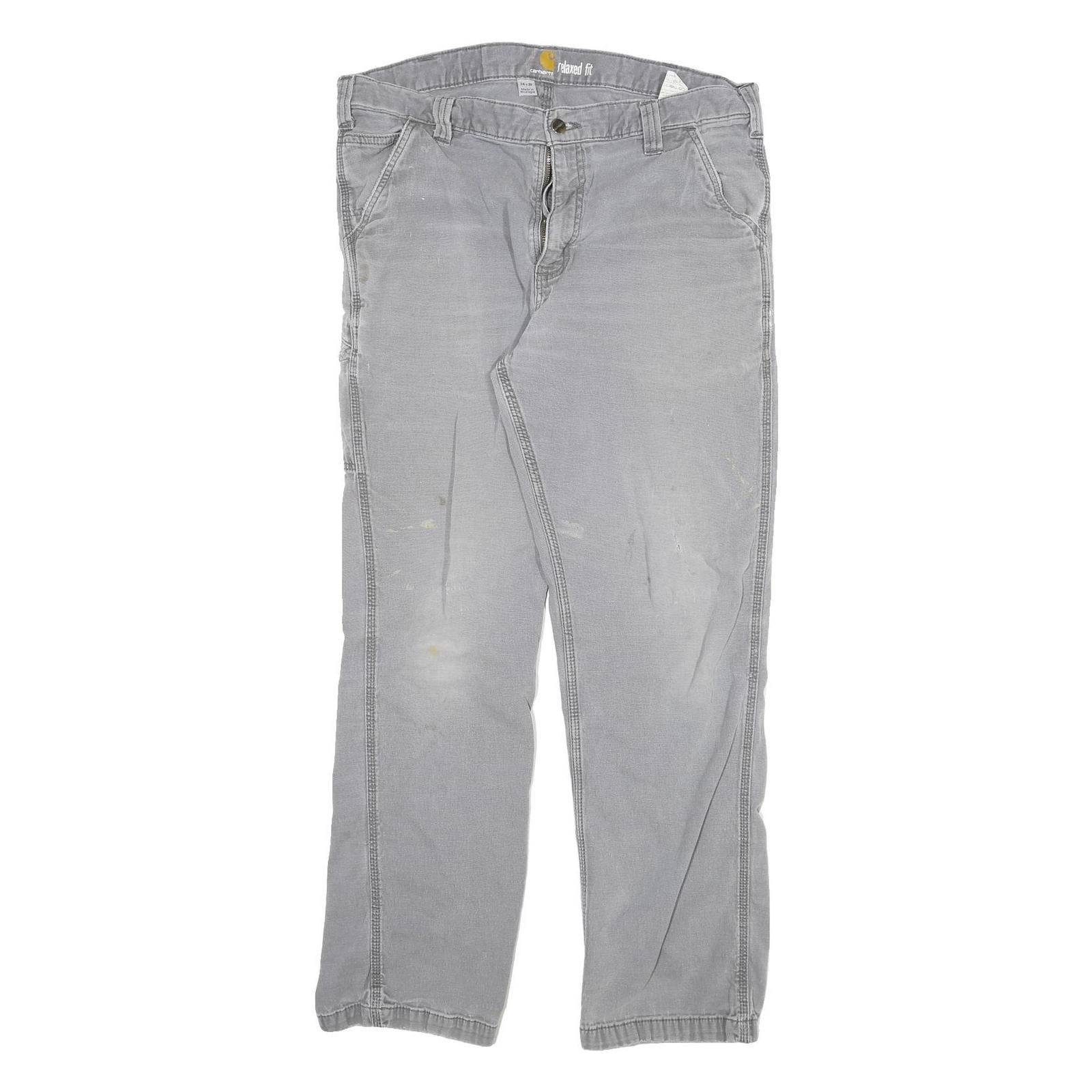 CARHARTT Mens Cotton Blend Grey Relaxed Fit Straight Leg Trousers W34 L29