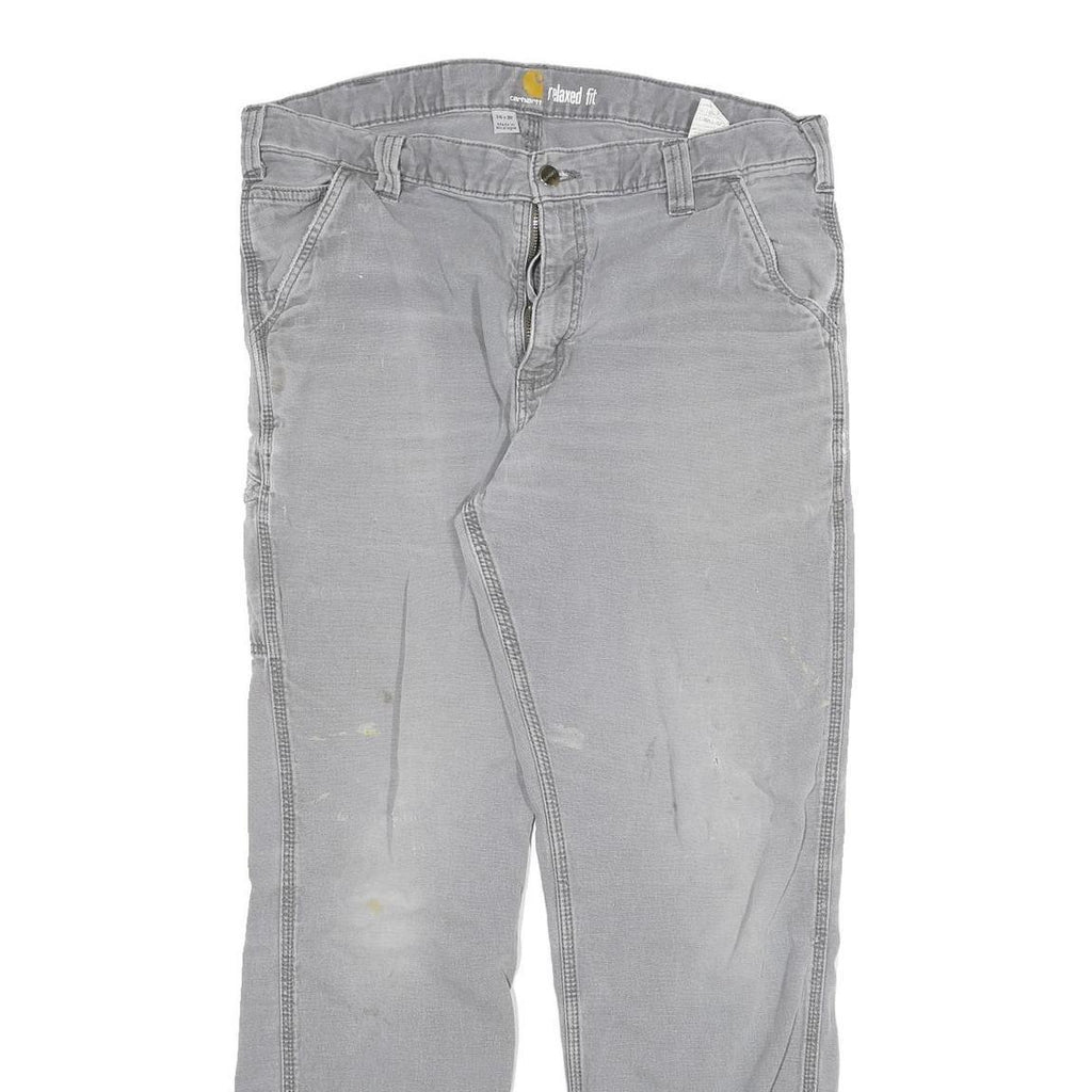 CARHARTT Mens Cotton Blend Grey Relaxed Fit Straight Leg Trousers W34 L29