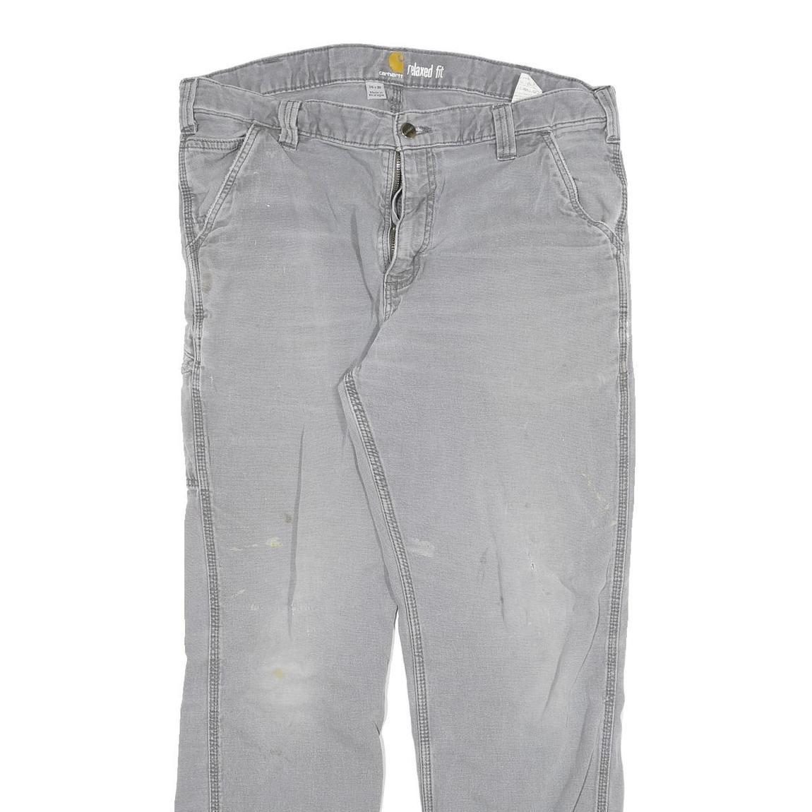 CARHARTT Mens Cotton Blend Grey Relaxed Fit Straight Leg Trousers W34 L29