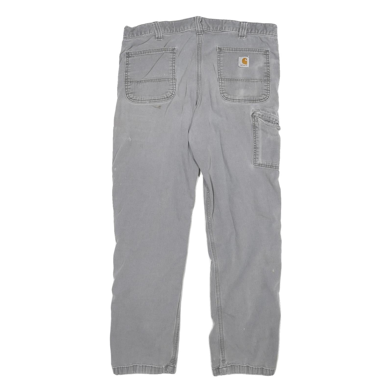 CARHARTT Mens Cotton Blend Grey Relaxed Fit Straight Leg Trousers W34 L29