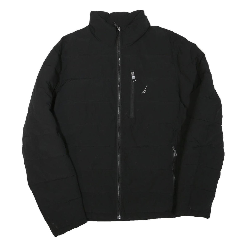 NAUTICA Mens Black Jacket L Polyester Blend Zip Puffer Casual Warm