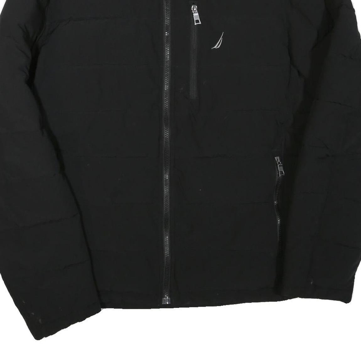 NAUTICA Mens Black Jacket L Polyester Blend Zip Puffer Casual Warm