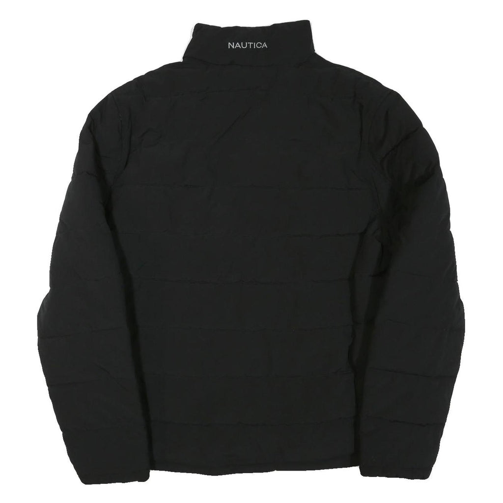 NAUTICA Mens Black Jacket L Polyester Blend Zip Puffer Casual Warm