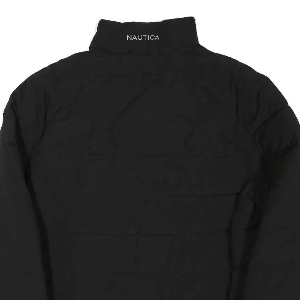 NAUTICA Mens Black Jacket L Polyester Blend Zip Puffer Casual Warm