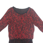 Womens Printed Blouse Red 3/4 Sleeve Crazy Pattern L