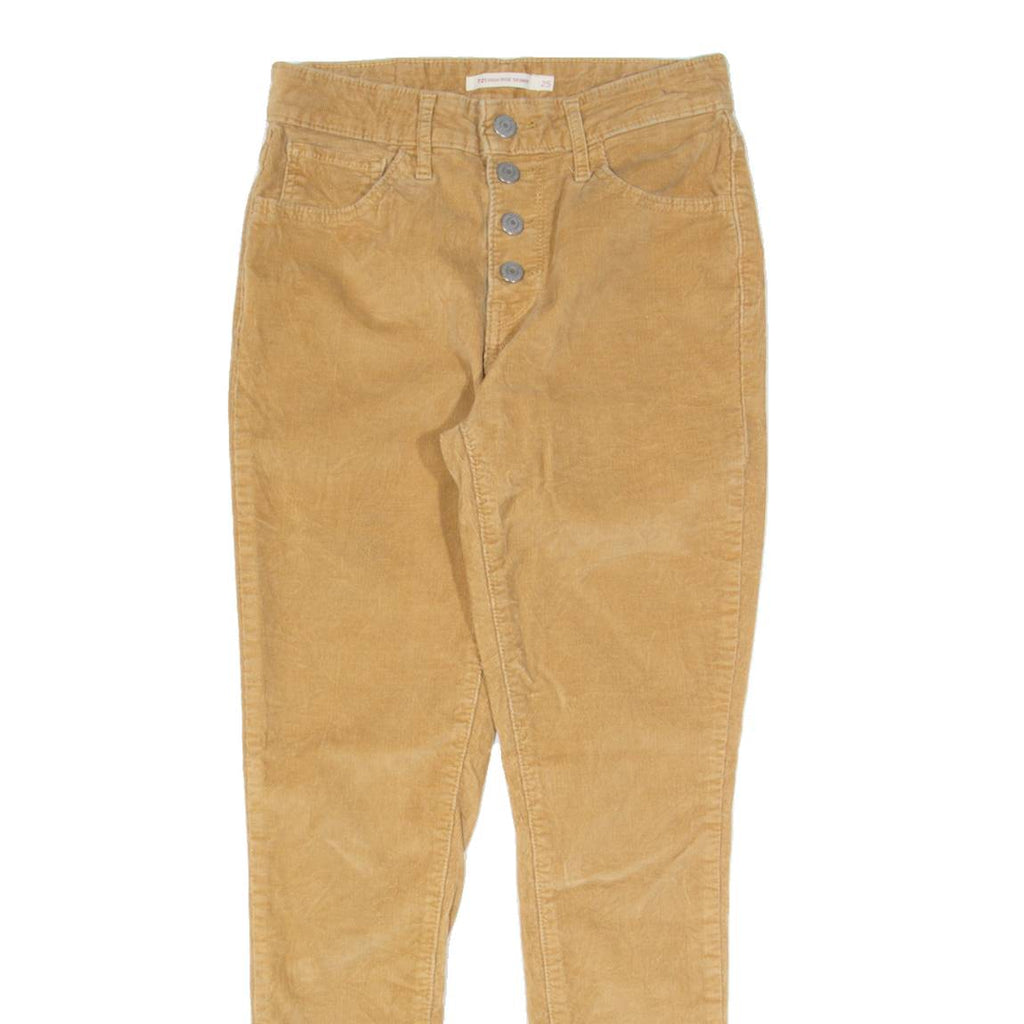 LEVI'S 721 High Rise Womens Corduroy Trousers Brown Slim Skinny W25 L28