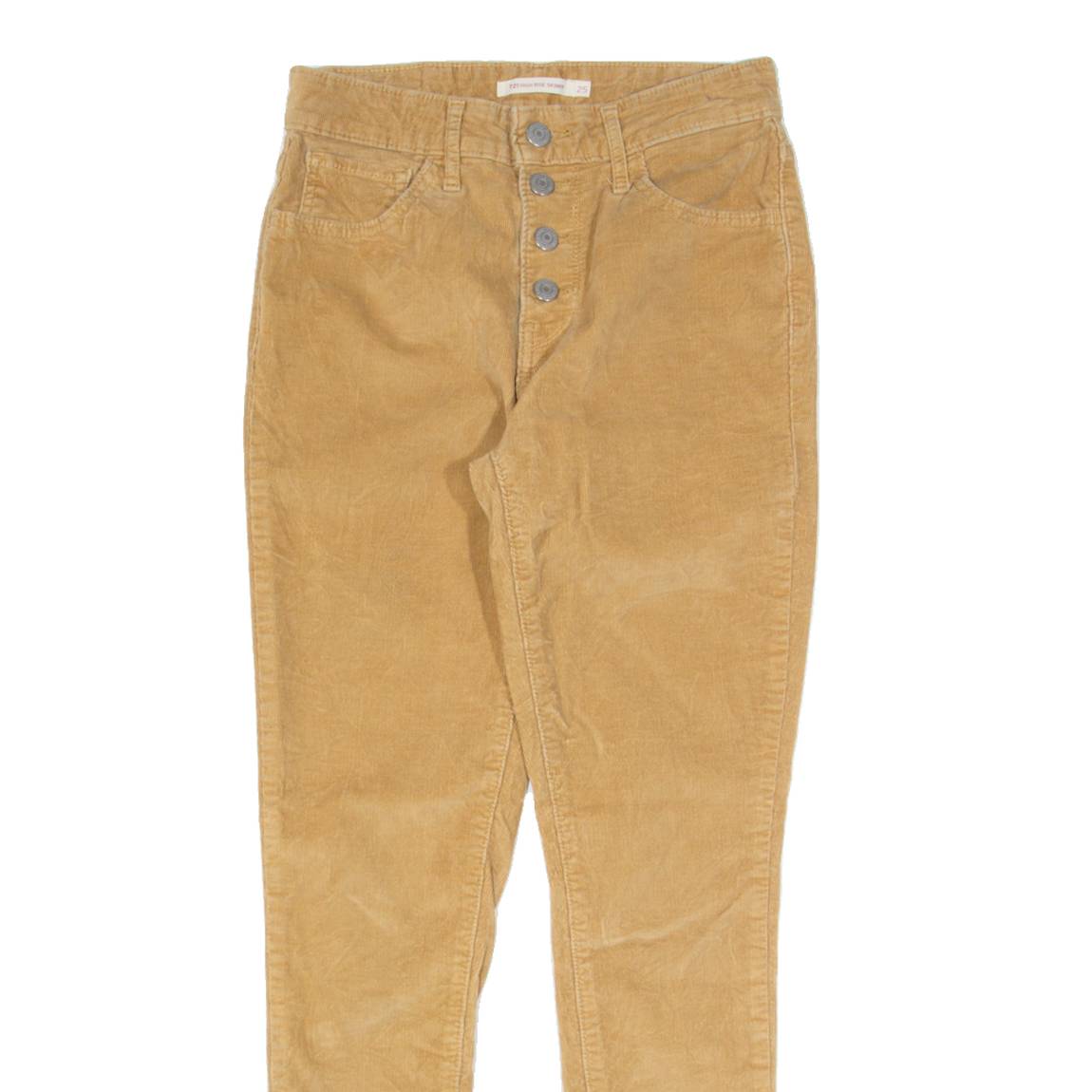 LEVI'S 721 High Rise Womens Corduroy Trousers Brown Slim Skinny W25 L28