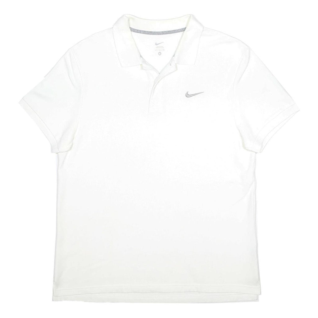 NIKE Mens White Polo Shirt XL Short Sleeve Plain Cotton Classic Casual