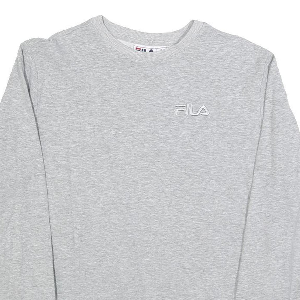 FILA Mens Grey Crew Neck S Embroidered Logo Sweatshirt Cotton Blend