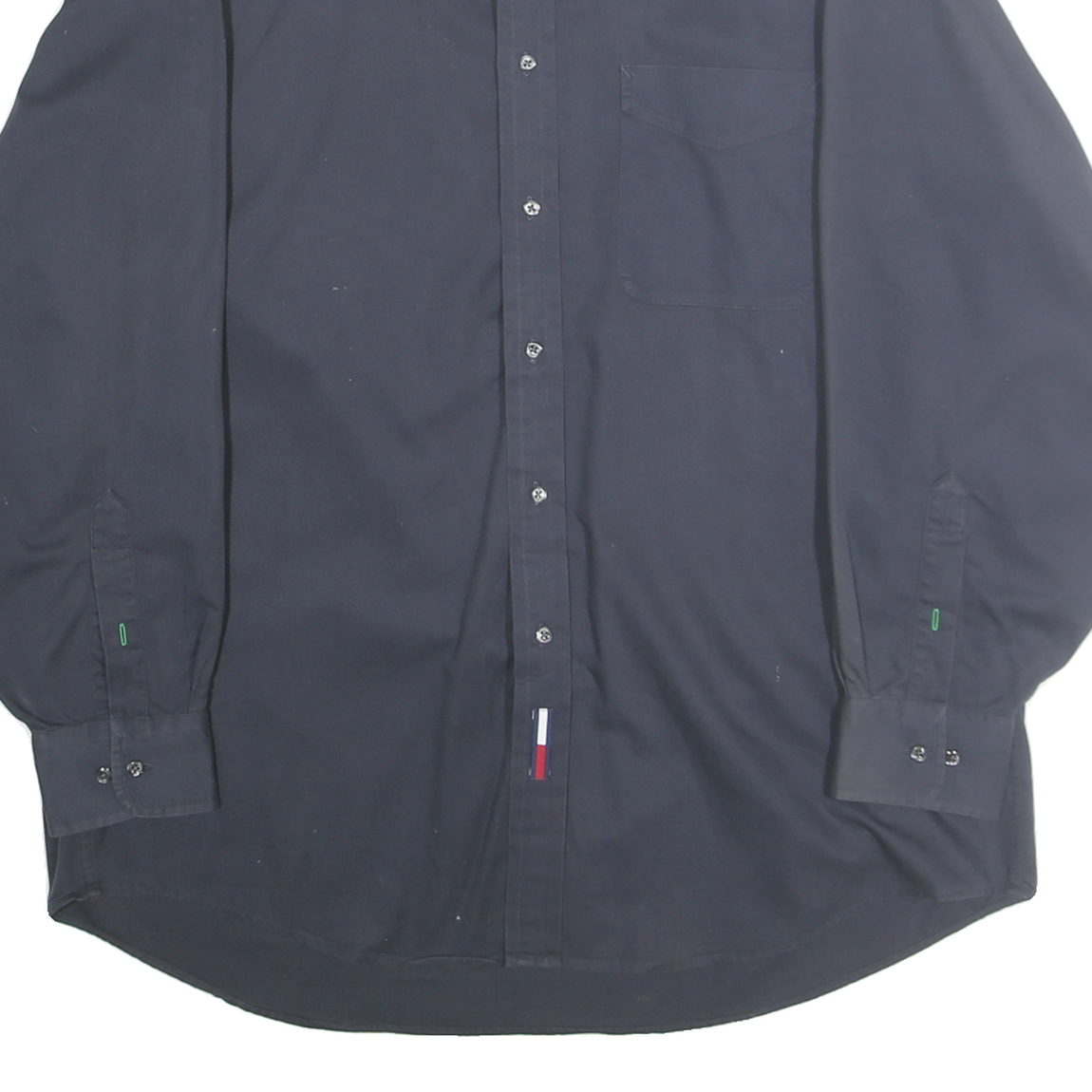 TOMMY HILFIGER Mens Black Classic Cotton Shirt XL Button Down Collar Long Sleeve