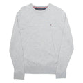 TOMMY HILFIGER Mens Jumper Grey Tight Knit Silk S