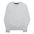 TOMMY HILFIGER Mens Jumper Grey Tight Knit Silk S