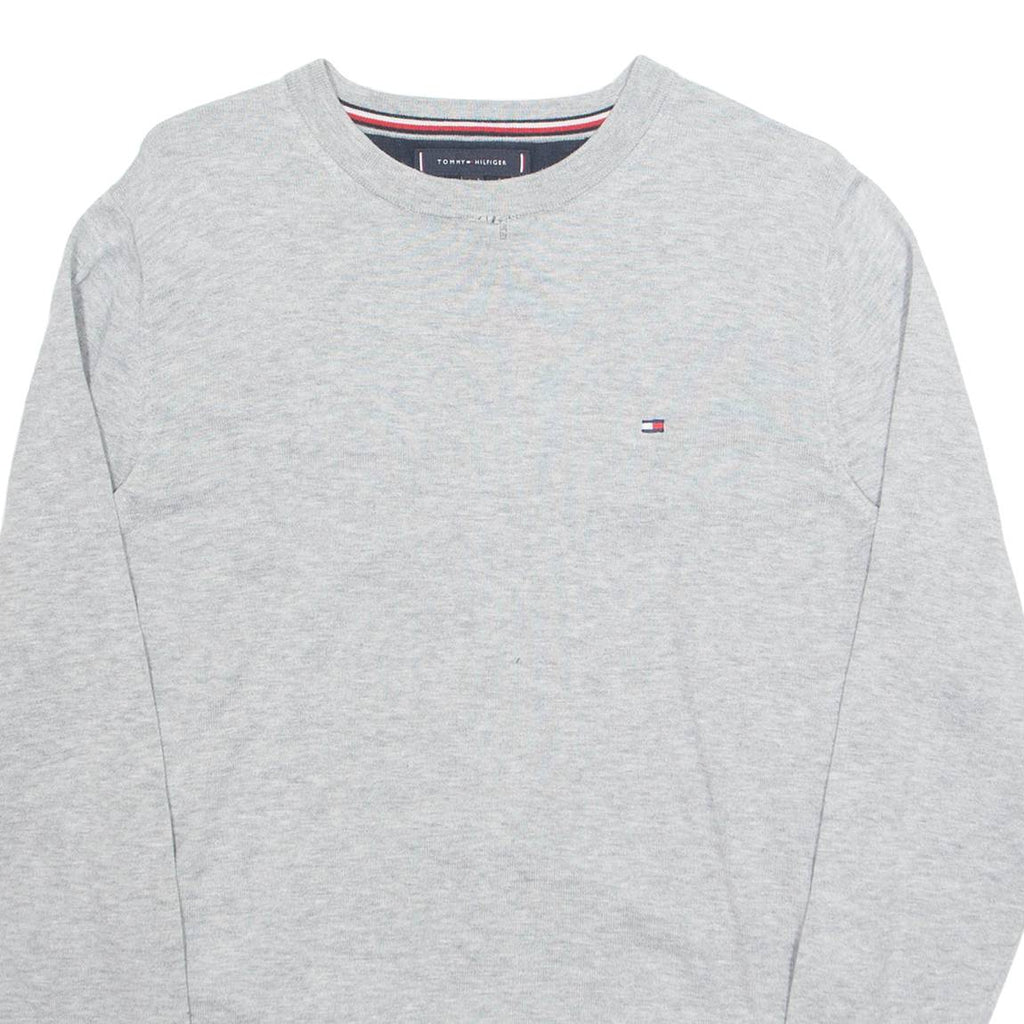 TOMMY HILFIGER Mens Jumper Grey Tight Knit Silk S