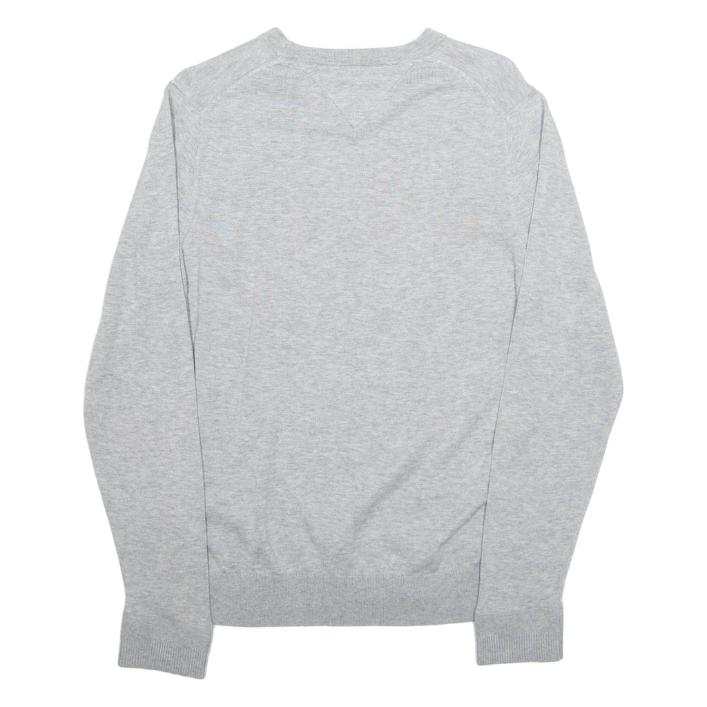 TOMMY HILFIGER Mens Jumper Grey Tight Knit Silk S