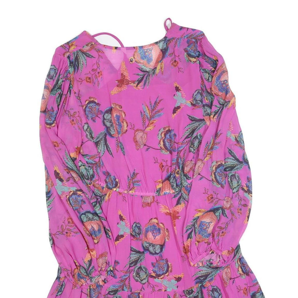 MONSOON Womens Pink Floral Day Viscose Long Sleeve Mini Dress Size S