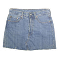 LEVI'S Womens Blue Denim Mini Cotton Blend Skirt S Raw Hem Casual Summer