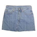 LEVI'S Womens Blue Denim Mini Cotton Blend Skirt S Raw Hem Casual Summer