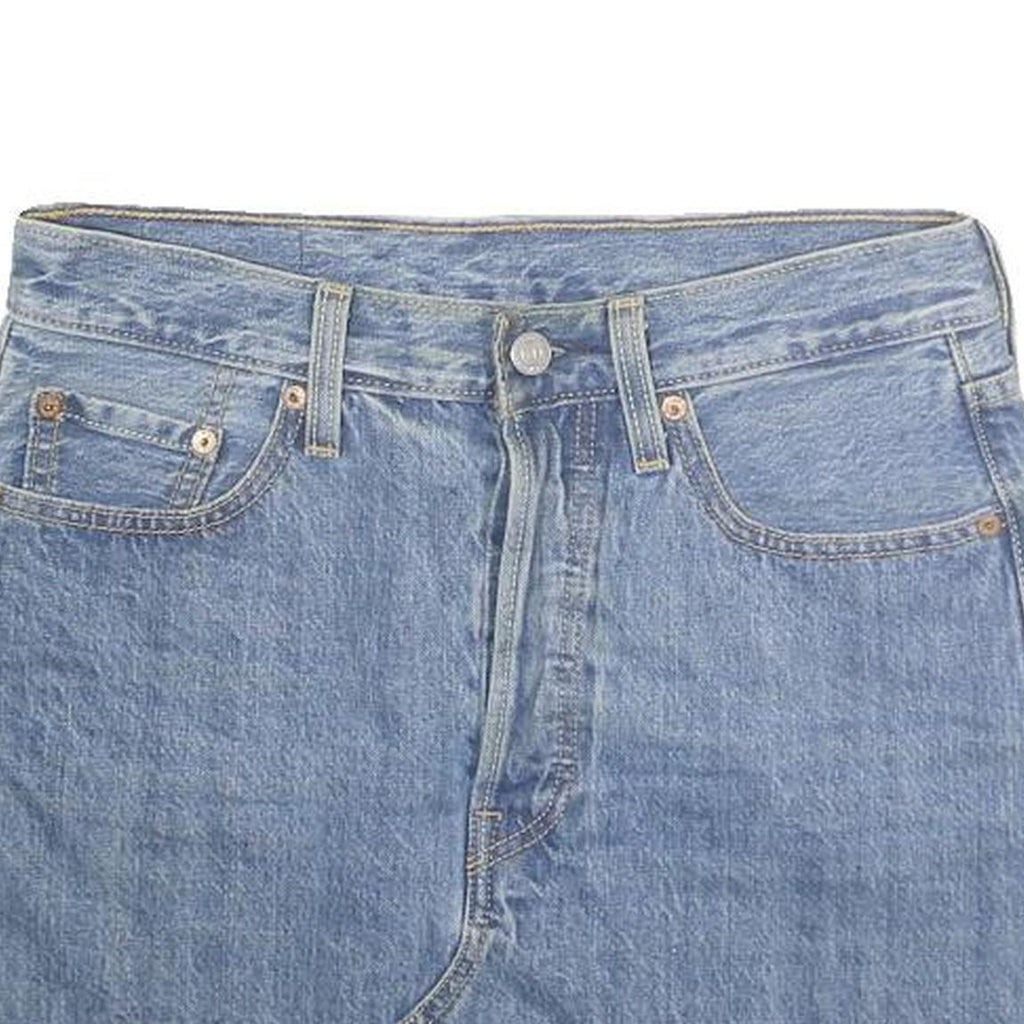 LEVI'S Womens Blue Denim Mini Cotton Blend Skirt S Raw Hem Casual Summer
