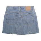 LEVI'S Womens Blue Denim Mini Cotton Blend Skirt S Raw Hem Casual Summer