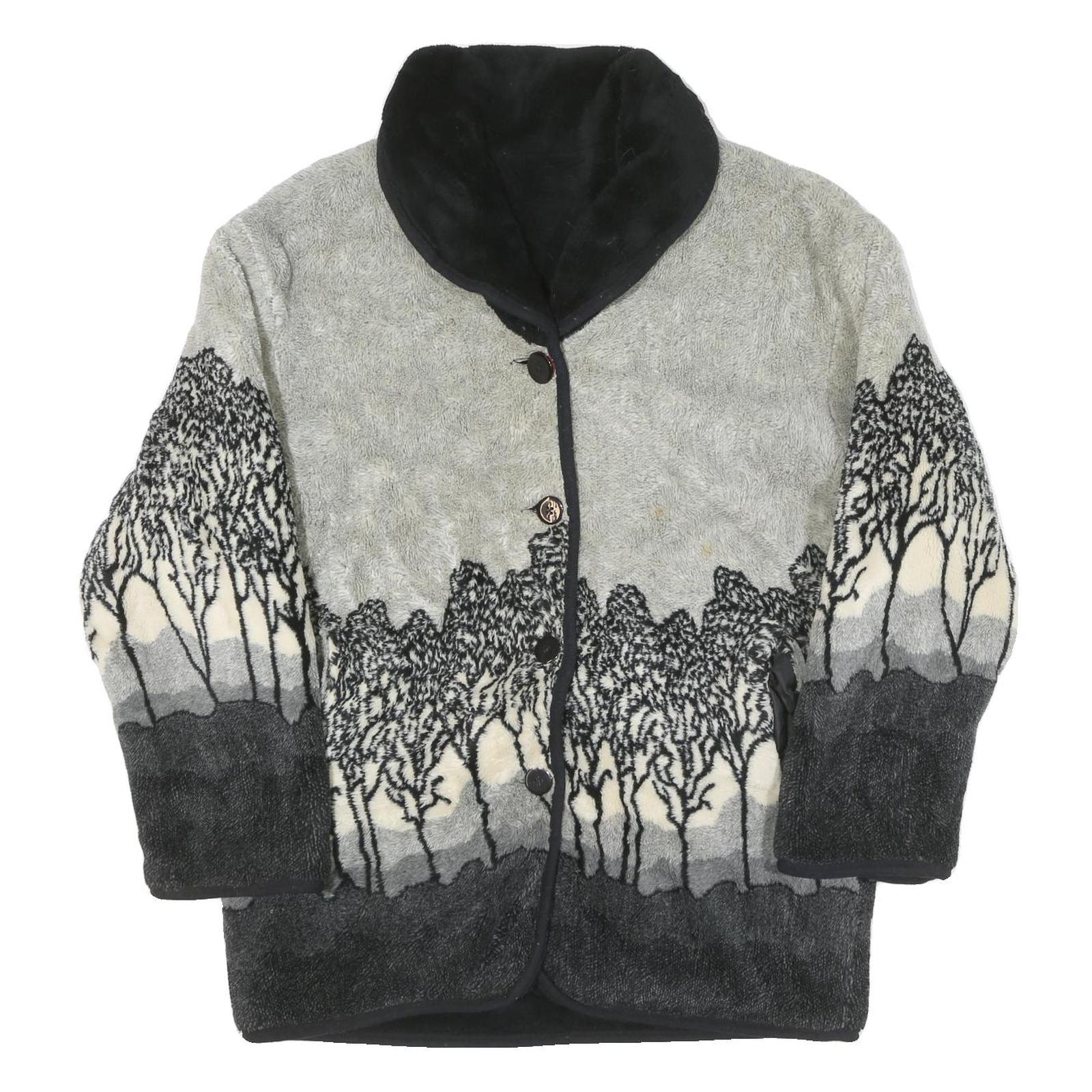 Womens Black Grey Button Jacket XL Polyester Blend Plain Fitted Stylish Winter