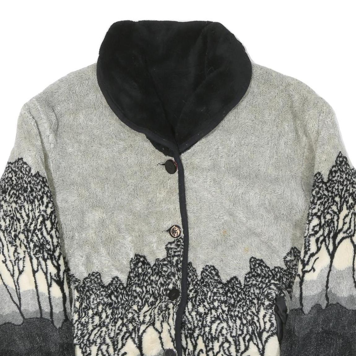 Womens Black Grey Button Jacket XL Polyester Blend Plain Fitted Stylish Winter