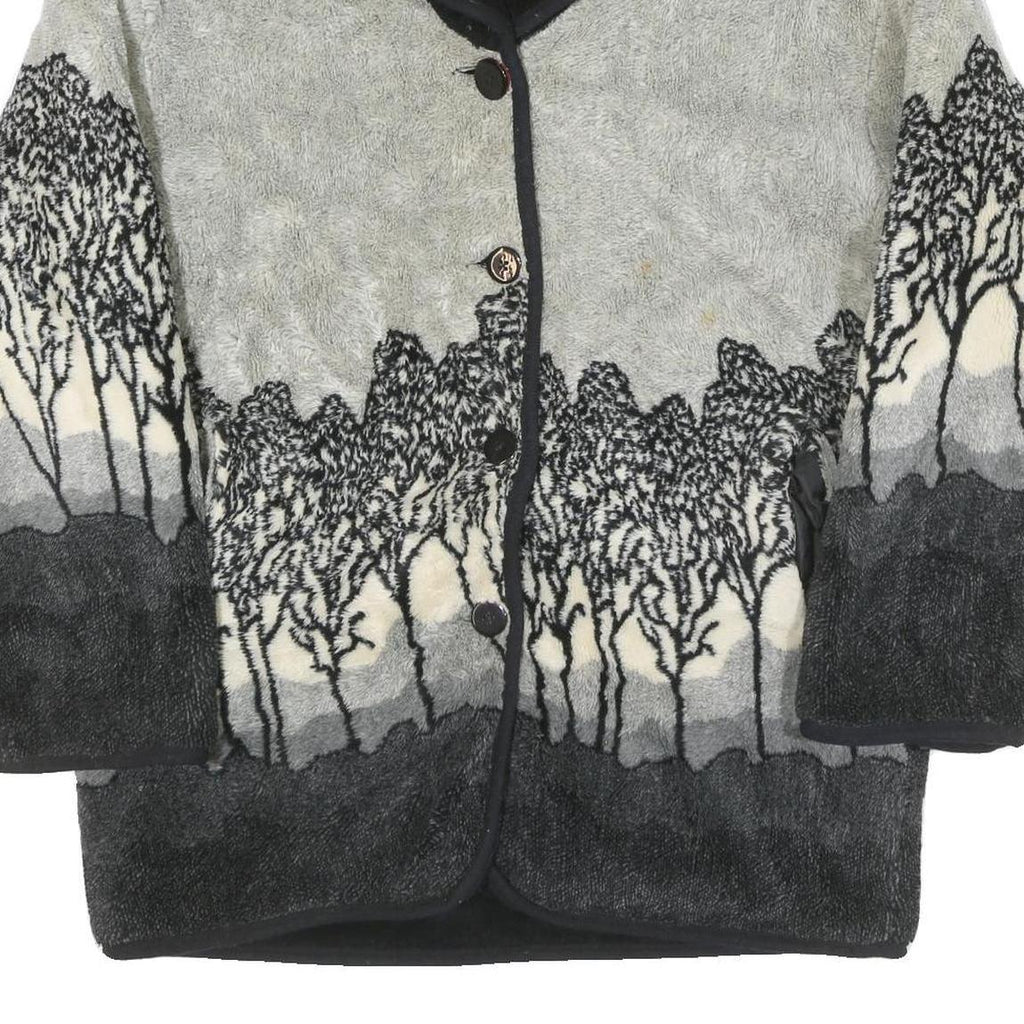 Womens Black Grey Button Jacket XL Polyester Blend Plain Fitted Stylish Winter