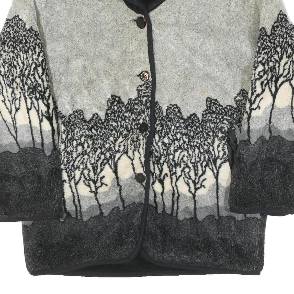 Womens Black Grey Button Jacket XL Polyester Blend Plain Fitted Stylish Winter