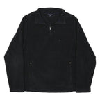 LANDSEND Womens Black Plain Polyester Blend Pullover Jumper L Zip Neck