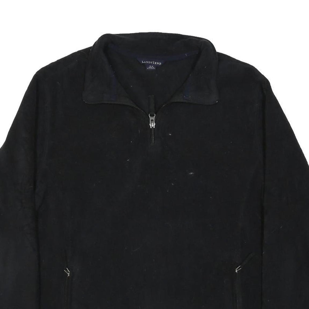 LANDSEND Womens Black Plain Polyester Blend Pullover Jumper L Zip Neck
