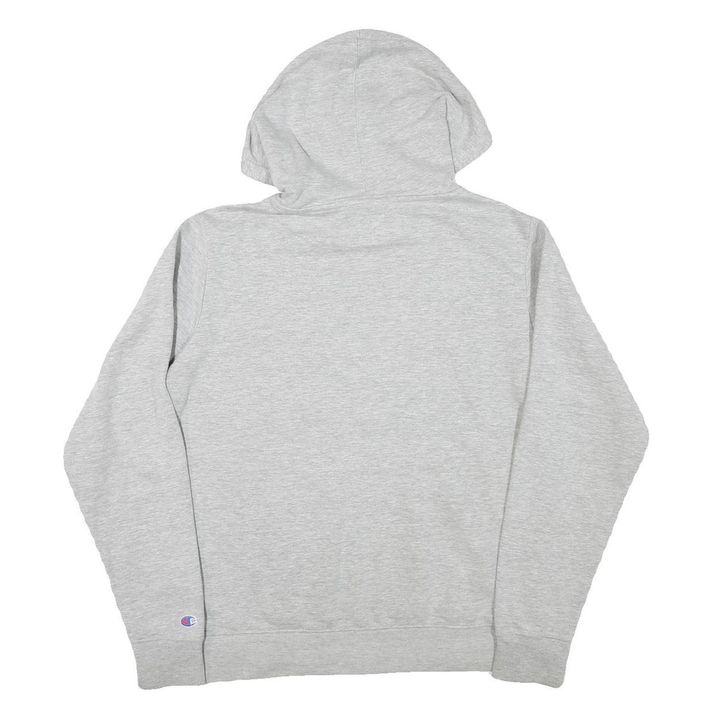 CHAMPION Mens Grey Pullover Hoodie M Embroidered Logo Cotton Blend