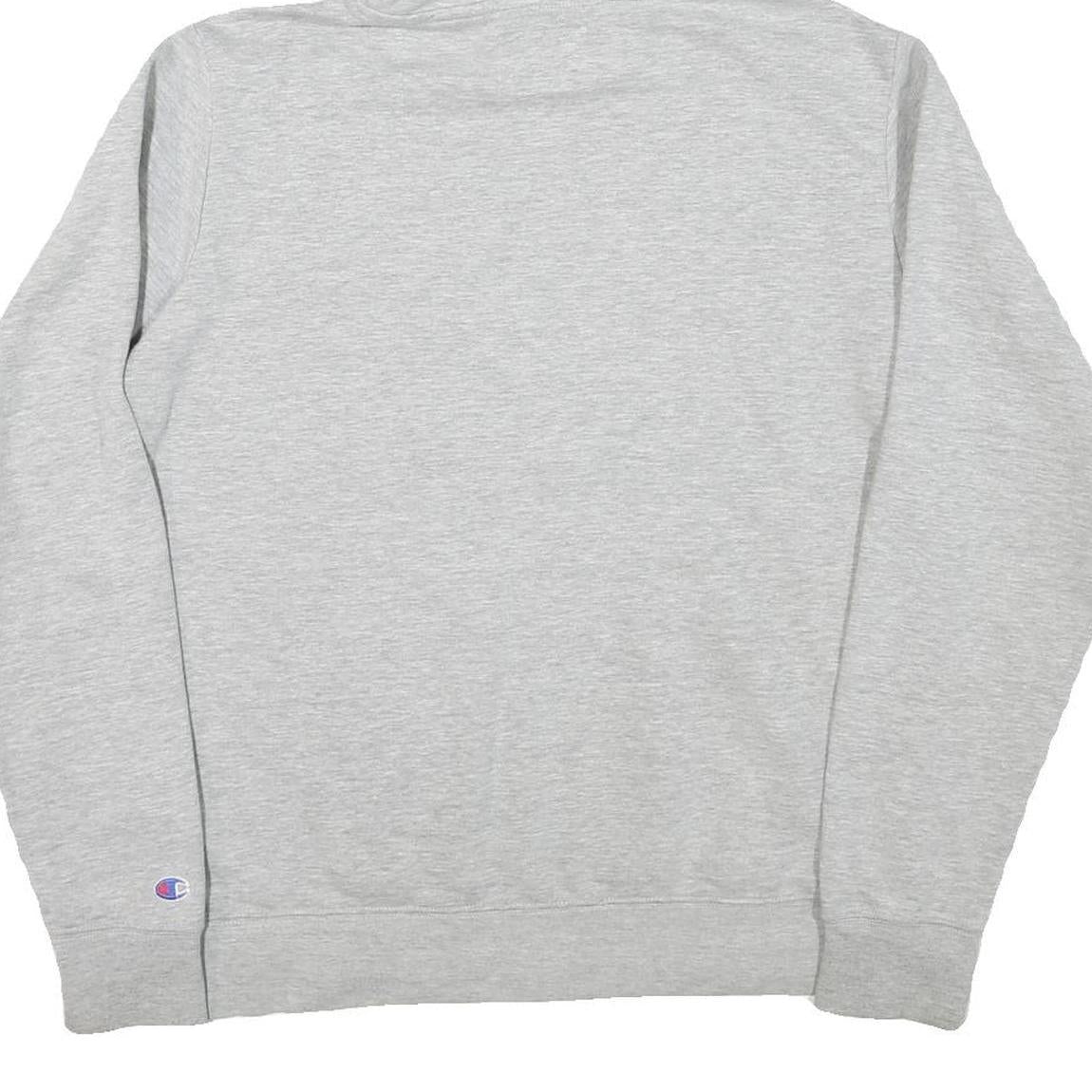 CHAMPION Mens Grey Pullover Hoodie M Embroidered Logo Cotton Blend