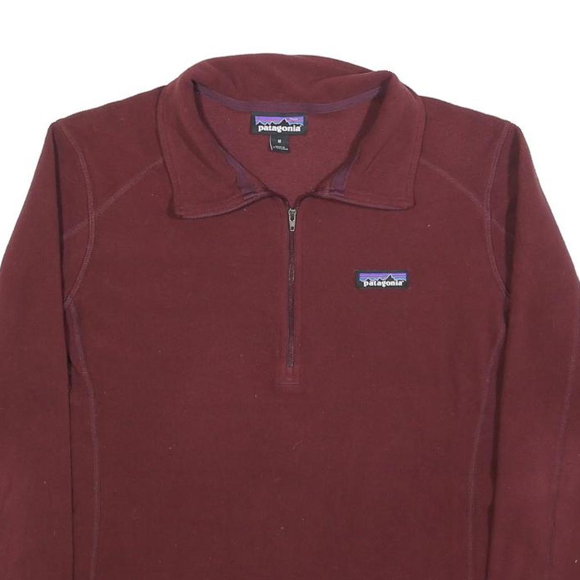 PATAGONIA Womens Maroon Jumper Plain 1/4 Zip Pullover M Polyester Outdoor