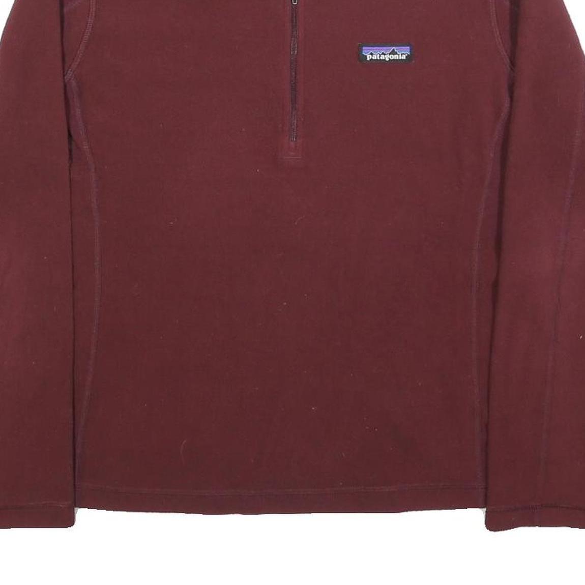 PATAGONIA Womens Maroon Jumper Plain 1/4 Zip Pullover M Polyester Outdoor
