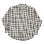 POINTS WEST Mens Beige Brown Check Shirt M Button Down Collar Long Sleeve Cotton