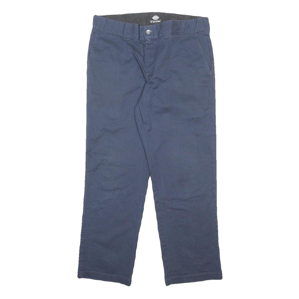 DICKIES Mens Cotton Blend Navy Regular Fit Straight Leg Trousers W34 L30