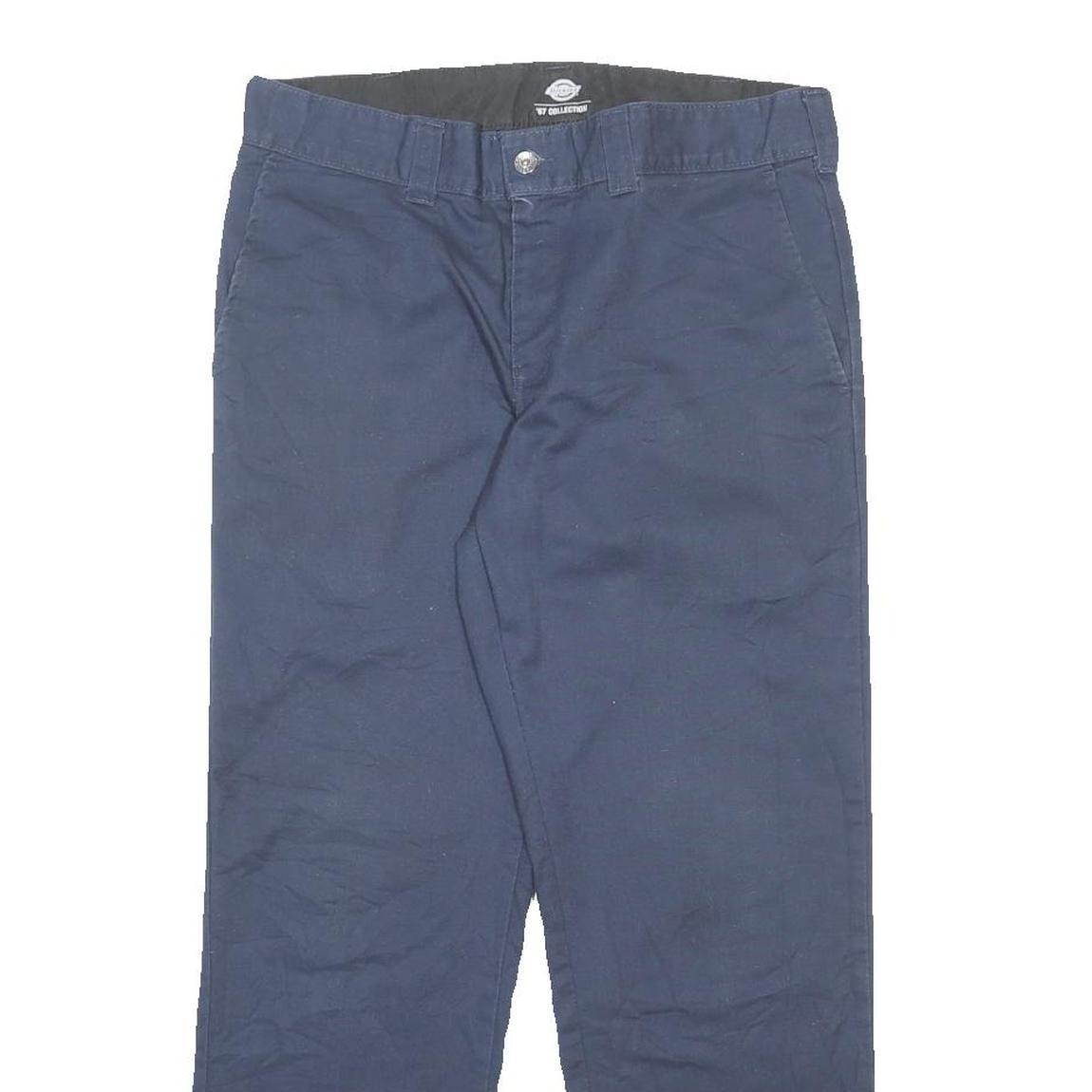 DICKIES Mens Cotton Blend Navy Regular Fit Straight Leg Trousers W34 L30