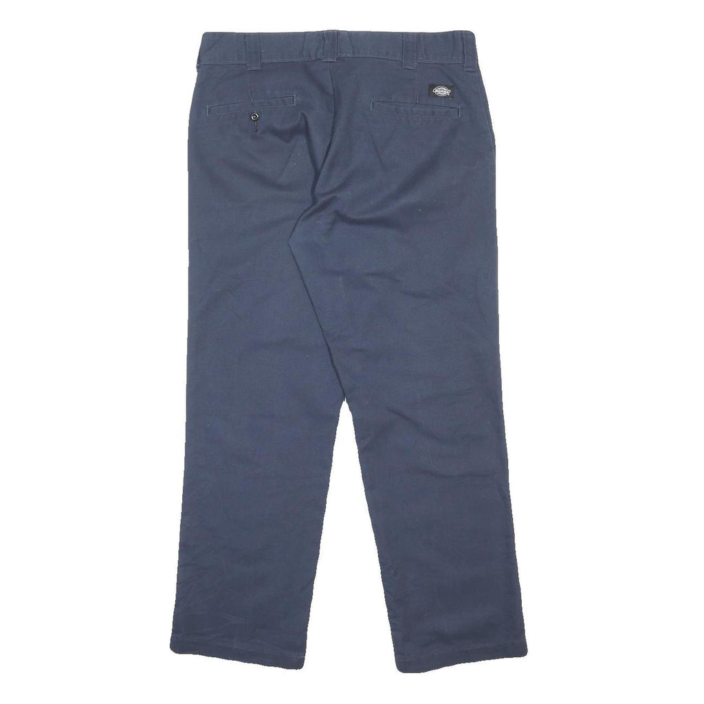 DICKIES Mens Cotton Blend Navy Regular Fit Straight Leg Trousers W34 L30