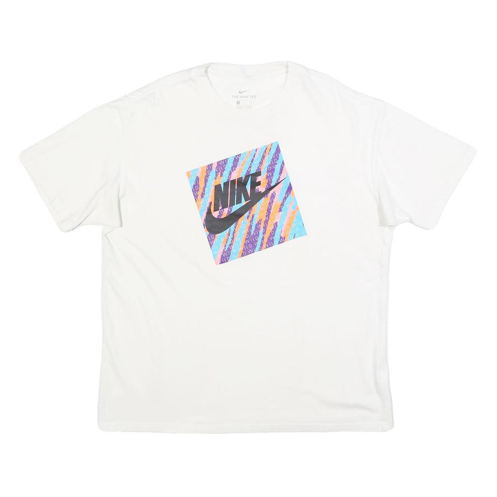 NIKE Mens White Graphic T-Shirt L Short Sleeve Crew Neck Crazy Wild Text Print