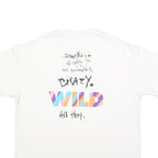 NIKE Mens White Graphic T-Shirt L Short Sleeve Crew Neck Crazy Wild Text Print