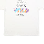 NIKE Mens White Graphic T-Shirt L Short Sleeve Crew Neck Crazy Wild Text Print