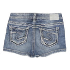 SILVER Womens Denim Blue Casual Cut-Off Shorts M W28 Distressed Stitching