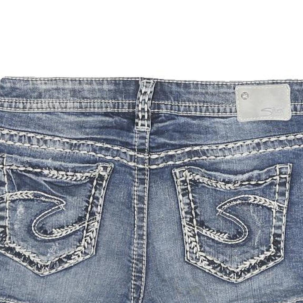 SILVER Womens Denim Blue Casual Cut-Off Shorts M W28 Distressed Stitching