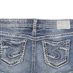 SILVER Womens Denim Blue Casual Cut-Off Shorts M W28 Distressed Stitching