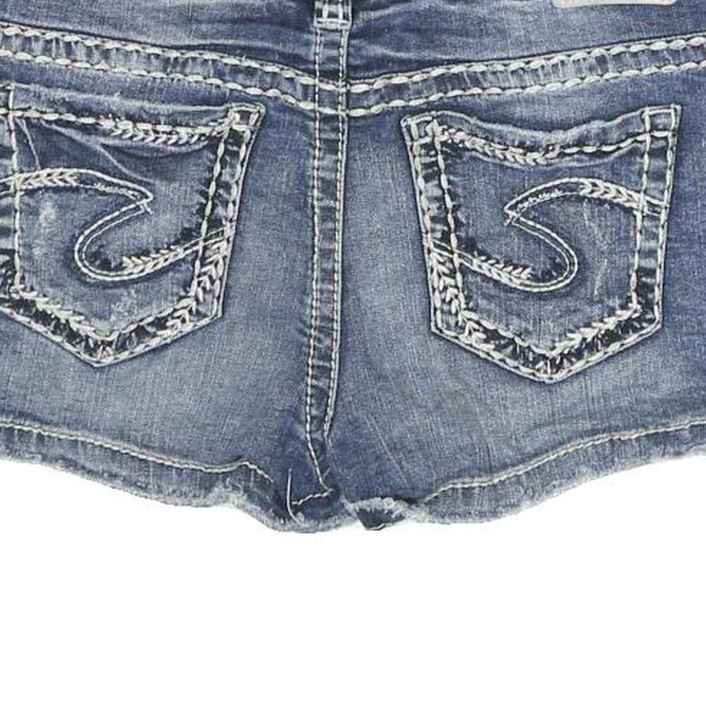 SILVER Womens Denim Blue Casual Cut-Off Shorts M W28 Distressed Stitching