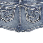 SILVER Womens Denim Blue Casual Cut-Off Shorts M W28 Distressed Stitching
