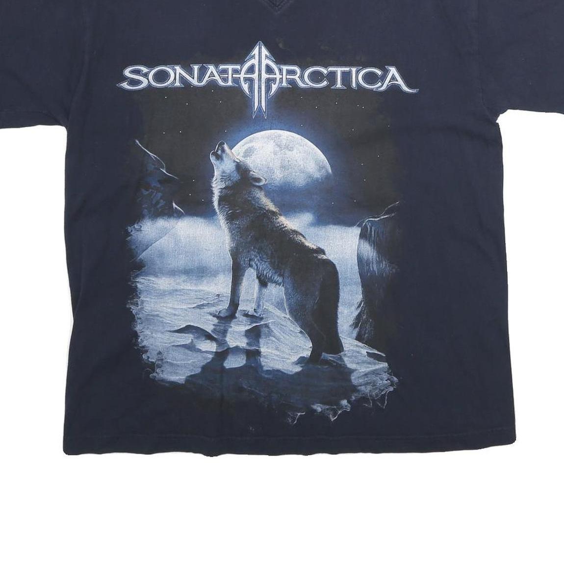 SONAR VANITY Mens Blue Sonata Arctica Graphic T-Shirt M V-Neck Cotton