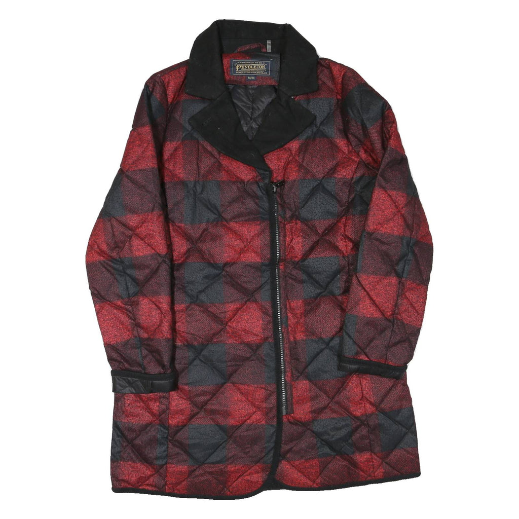 PENDLETON Womens Red & Black Quilted Jacket M Polyester Blend Zip Closure