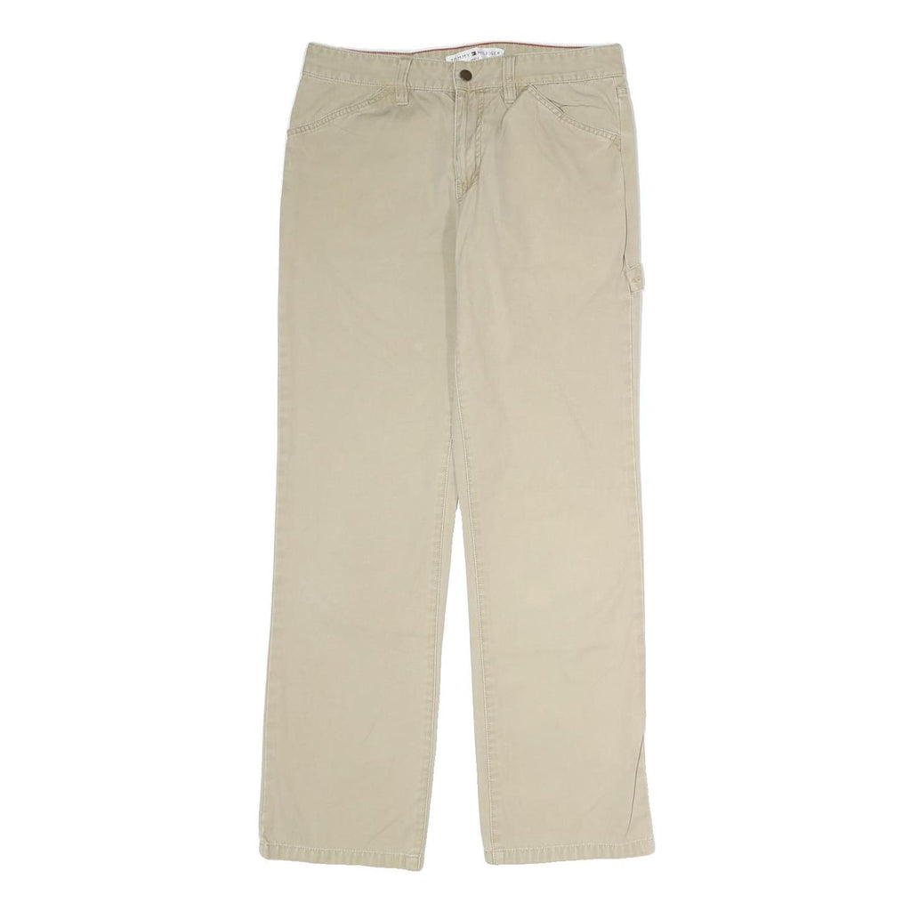 TOMMY HILFIGER Mens Cotton Beige Regular Straight Trousers W30 L29 Casual
