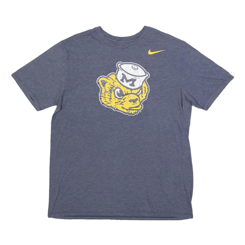 NIKE Mens Blue Yellow Graphic T-Shirt L Short Sleeve Crew Neck Cotton Blend