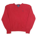 POLO SPORT RALPH LAUREN Womens Red Plain Cotton Jumper Crew Neck Tight Knit L